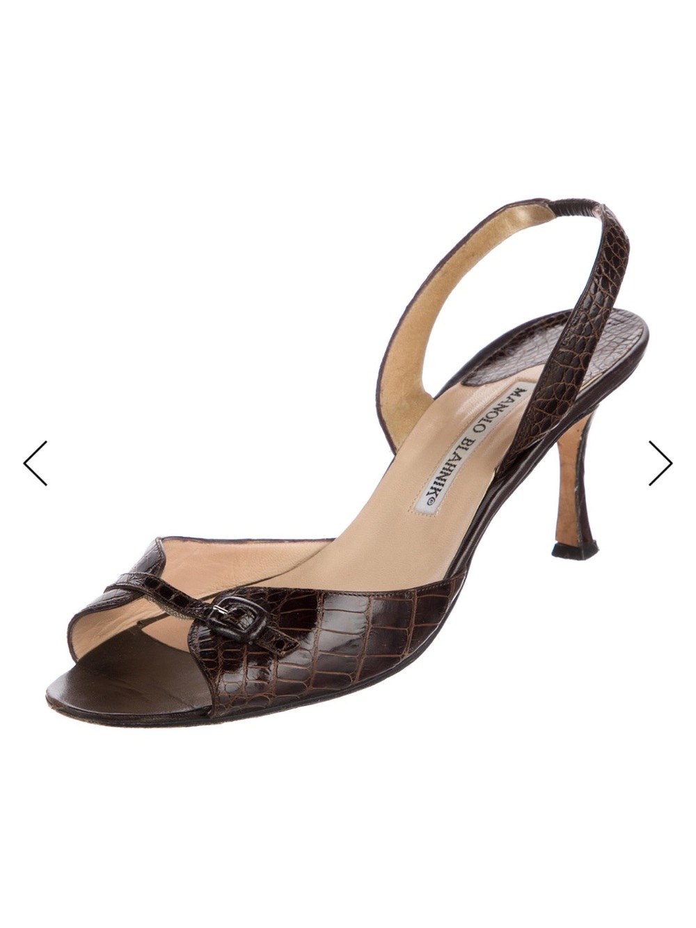 Manolo Blahnik Brown Sling Back Heels
